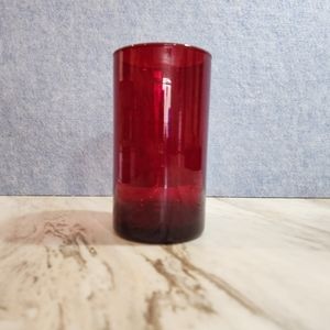 Ruby RED 6" Glass Votive RUBY red Bubble Glass Cylinder candle holder